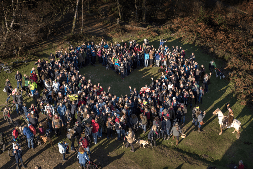 People from across the UK gathered on Leith hill to show solidarity with the protectors of leith hill